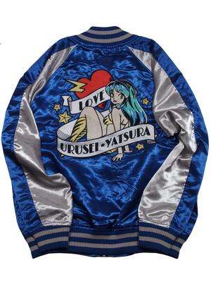 [Urusei Yatsura] Rumiko Takahashi Lum-chan Embroidered Sukajan Jacket for Men - Character, Manga, Anime (M, Blue)
