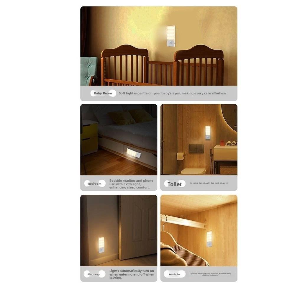Rechargeable LED Induction Night Light Motion Sensor Body Sensor Night Light Cabinet Lamp  Closet