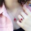 Purple Gold Rhombus Zircon Ring Rose Gold Plated Red Stone Geometric Ring Simple Jewelry Women
