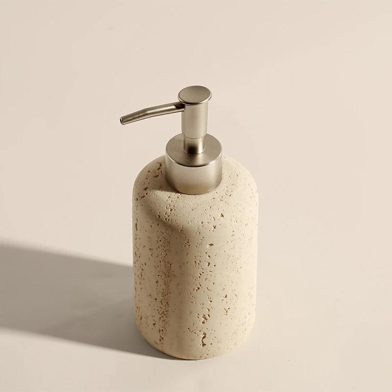 Limestone Toothbrush Holder with Light Yellow Holes, Soap Dispenser, Bathroom Tray, Natural Marble, Home Decoration Accessories