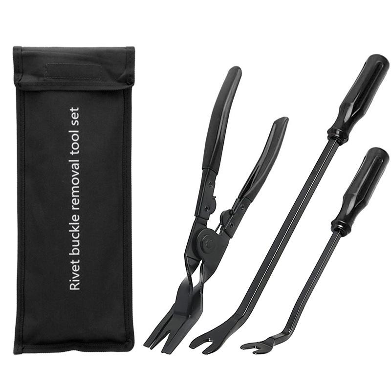 3-Piece Automotive Fastener and Rivet Removal Tool Set: 6-inch & 8-inch Screwdrivers, Pliers for Car Clip and Decorative Opening.