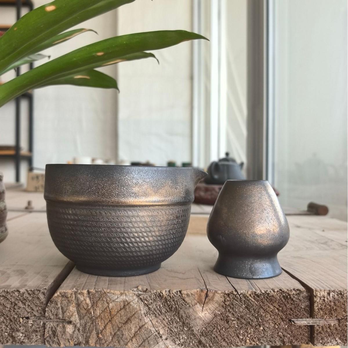 

2PCS/SET Ceramic Matcha Bowl and Whisk Set Sturdy Elegant Easy to Clean Matcha Mixing Bowl Kit Heat Resistant Japanese Tea Kit