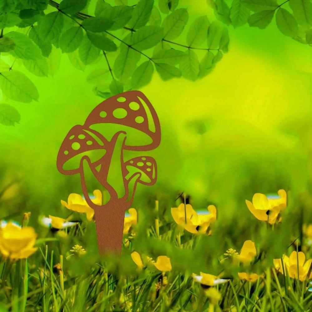 Oversized Metal Mushroom Garden Stake Yard Art Wall Sculpture