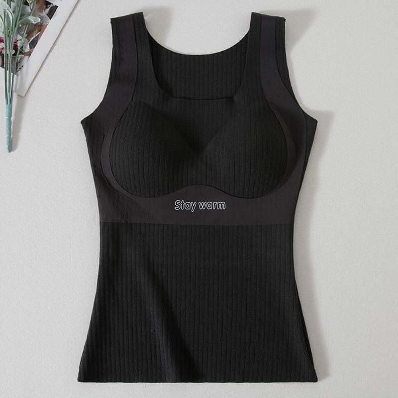 Damen Fleecegefütterte Schlankheitsweste mit eingebautem BH - Nahtlose Basisschicht für Herbst/Winter