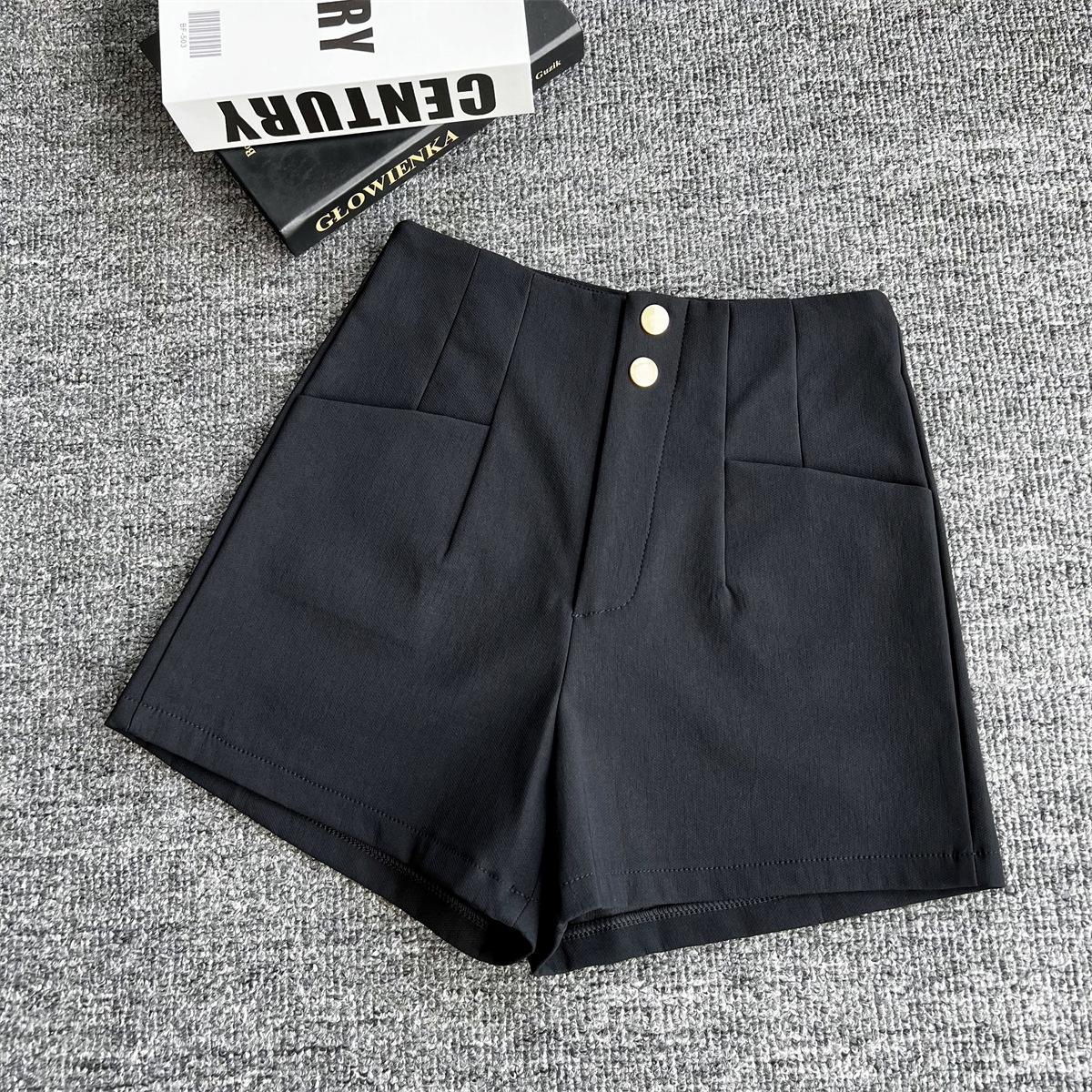 

Женские черные эластичные шорты А-силуэта с высокой талией 2024 года - модная летняя верхняя одежда 4XL чёрный