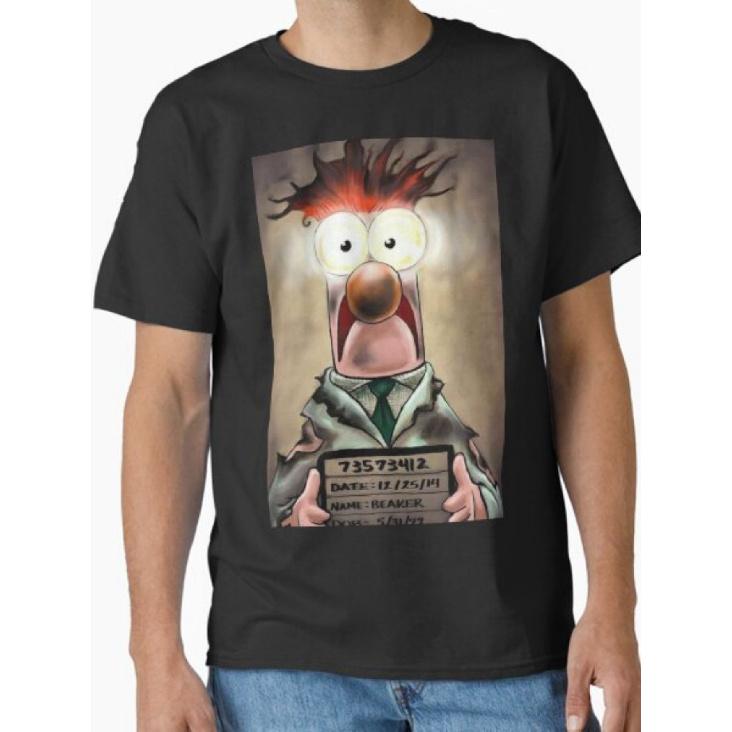 Men S Beaker Muppets Classic T-Shirt - Funny Muppets Parody Graphic Tee with Beaker as Prisoner, Officially Inspired Retro TV Show Design, Machine S чёрный
