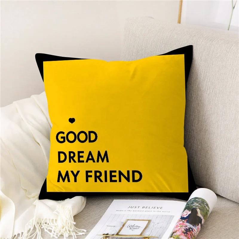 Yellow and Black Cartoon Bear Giraffe Throw Pillow Case Geometric Cushion Covers for Home Sofa Chair Decorative Pillowcases