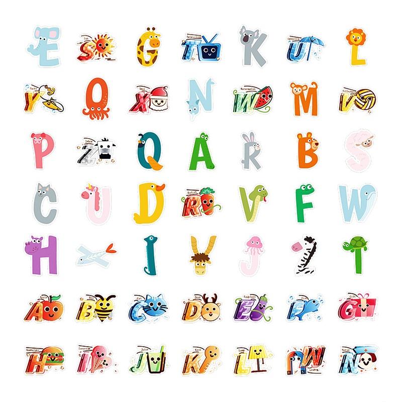 Adhesive Alphabet Lore Stickers For Luggage Case/trolley Decor 52pcs