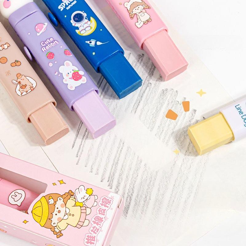 Creative Design Pull-out Pencil Eraser for Kids Boy Girl Cute Cartoon Stationery Eraser Large Capacity Back To School Eraser
