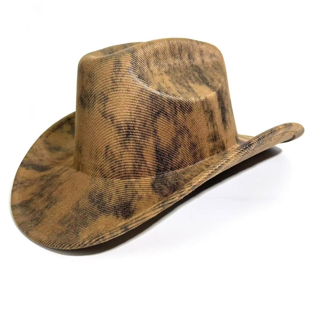 Men and women autumn and winter big-brimmed top hat woolen one-word top western cowboy hat jazz hat