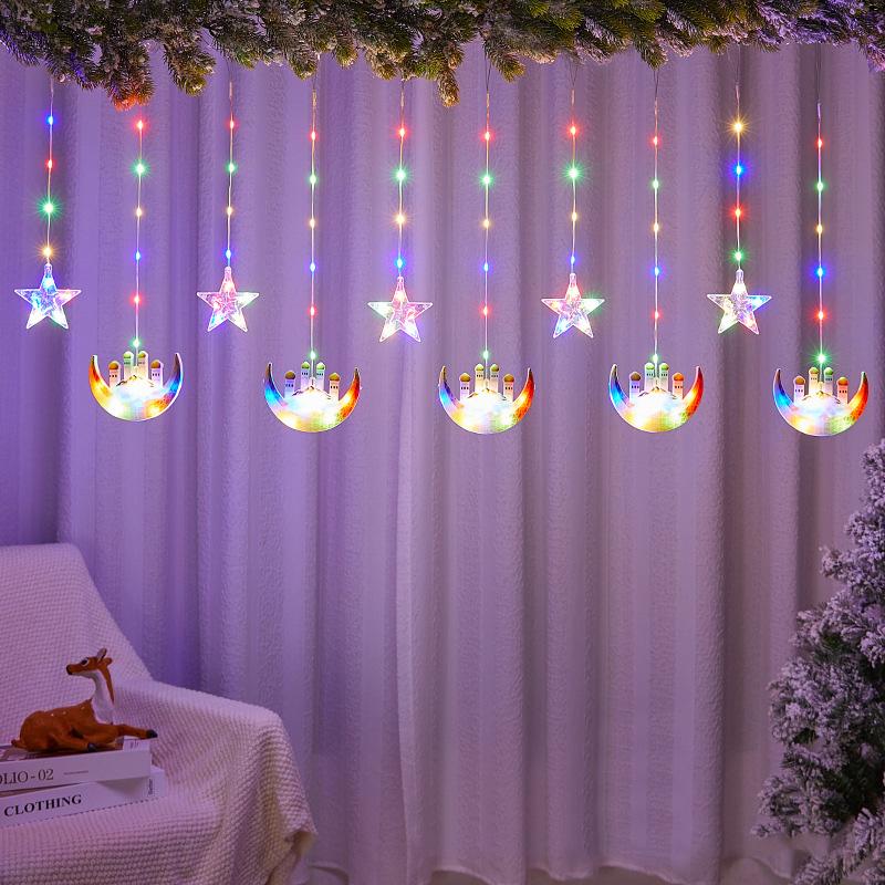 3M 95 Leds Star Moon Led Curtain String Light Ramadan Garland Light EID Mubarak Decor Lights For Home Islam Muslim Party WBL