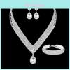 Spring Elegant Water Drop Jewelry Set Featuring Zircon Embellishments For Ladies