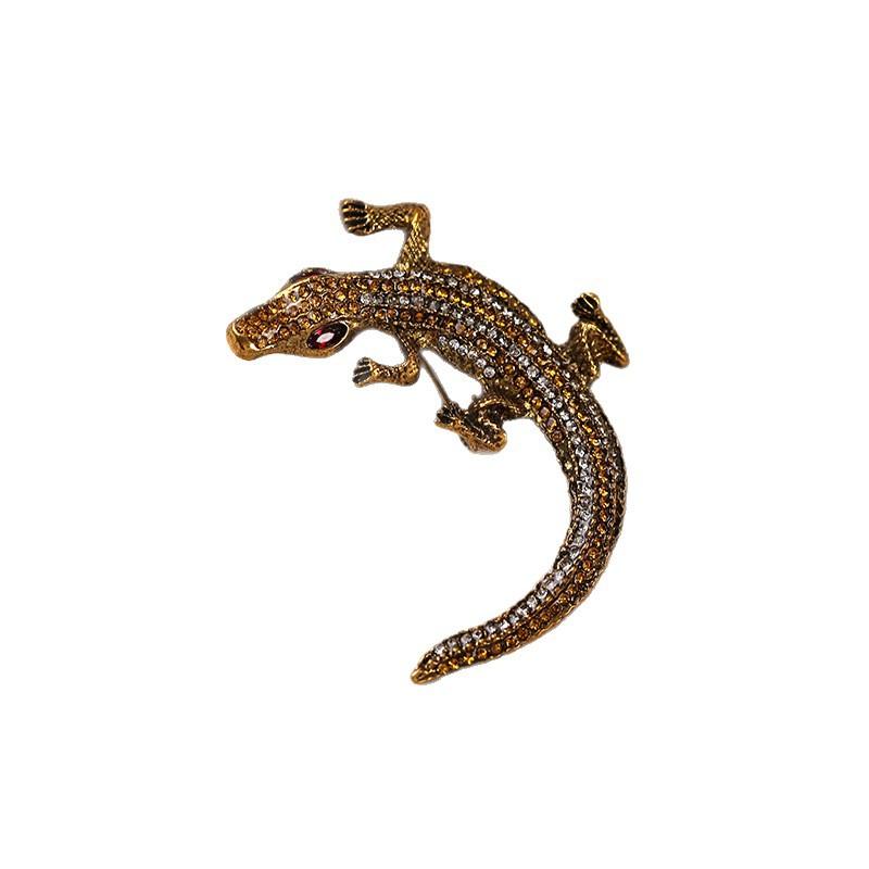 Crocodile Brooch, High-end, Light Luxury, Versatile Pin, Alloy Accessory, Diamond-encrusted Fashionable Brooch