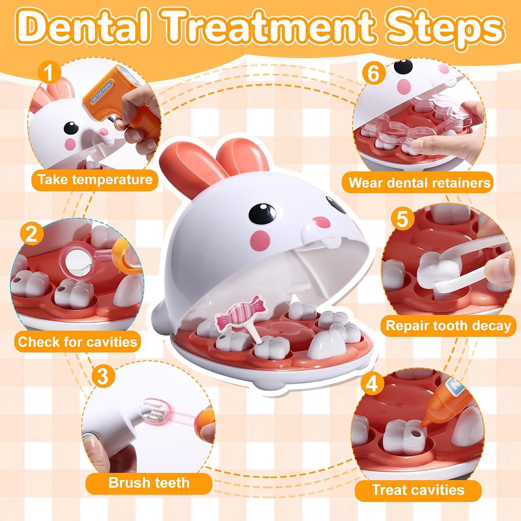 A Pretend Play Dental Kit for Kids To Act Like a Dentist, a Toy Set Designed for Children Aged 3 And Up, Perfect As a Holiday Gift.