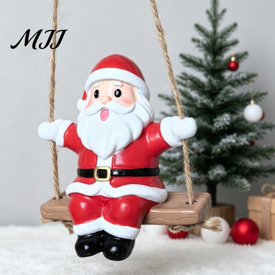 Decorative Santa Figurine Swing Claus Ornament, Resin Christmas Tree Holiday Home Decor Hanging Decoration, Seasonal Pendant Festive Ornament