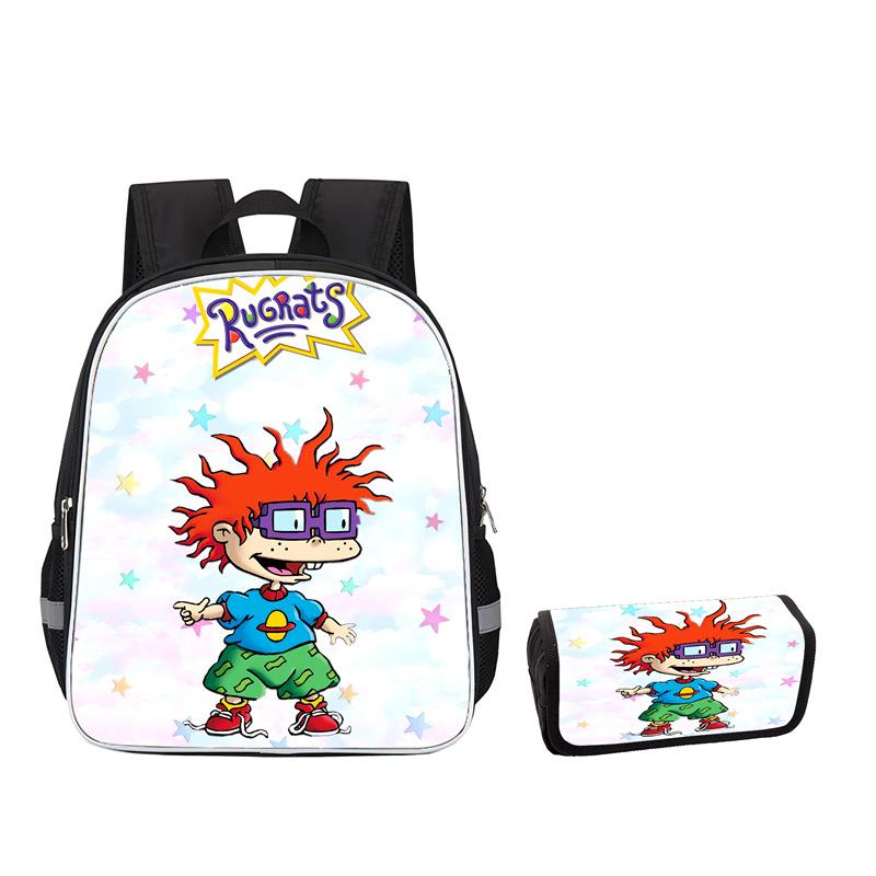 Rugrats High Definition Printing Oxford Leisure Spine Care Burden Reduction Storage Box Pencil Case Large Capacity Schoolbag