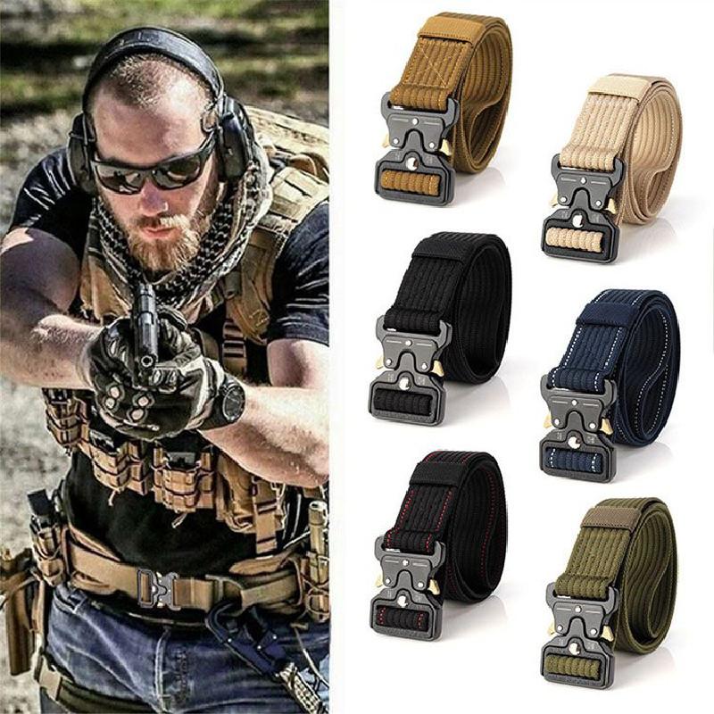 Adjustable Men Military Belt Buckle Combat Waistband Tactical Rescue Tool Rigger