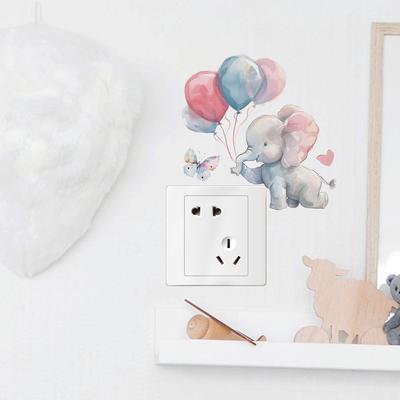 Fun-kg63 Cartoon Elephant Hot Air Balloon Switch Paste Children's Bedroom Home Beautification Wall Sticker