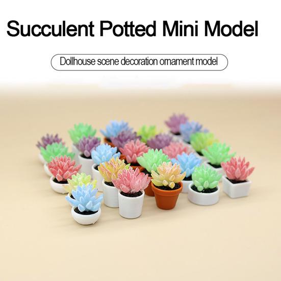 5Pcs Miniature Potted Plants 1/12 Scale Doll Mansion Accessories Realistic Mini Plant Model for Collectors Kids Imaginative Play