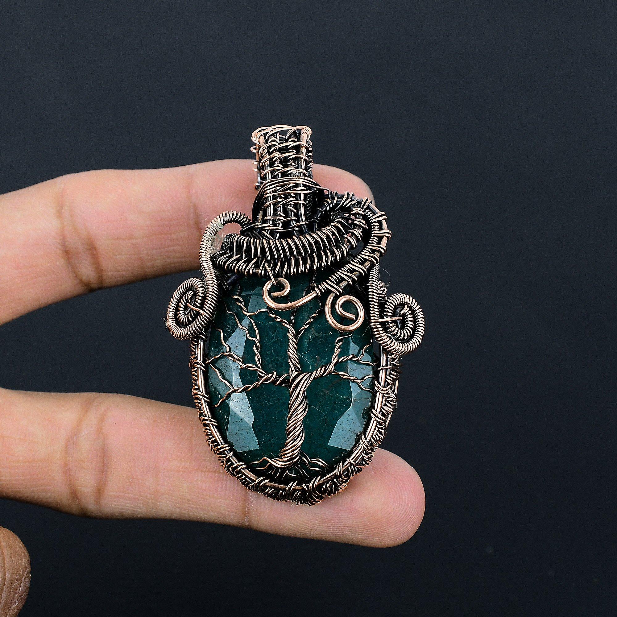 

Изумрудная подвеска, Подвеска из медной проволоки 999 пробы, Ювелирные изделия с драгоценными камнями, Подвеска ручной работы, Потрясающие украшения, Подарок для нее 2.55 Inches