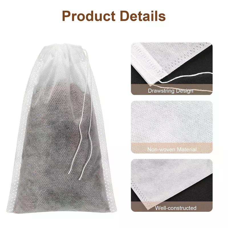 100PCS Disposable Tea Filter Bags Non-woven Fabric Tea Bag With Drawstring Kitchen Filter Paper For Coffee Herb Loose Tea