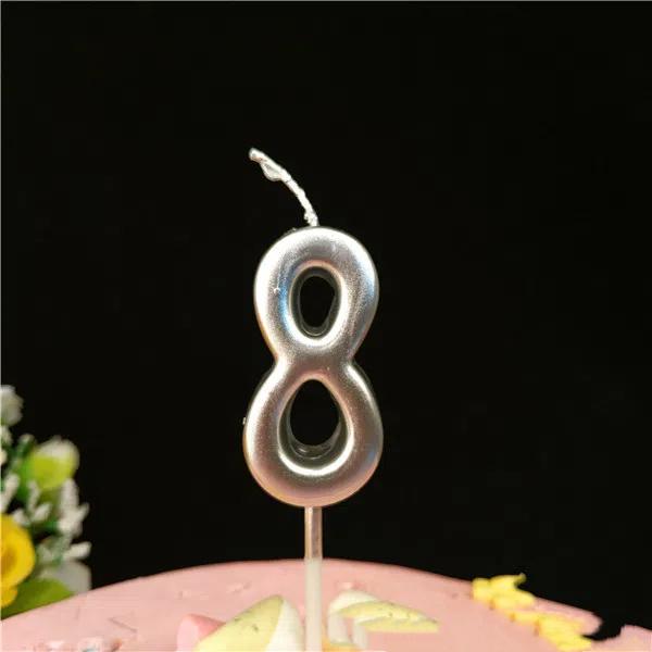 Cake Candles Silver Number 0-9 Birthday Smokeless Candles Festive Party Decor Birthday Party Cake Decoration Number Candles Girl