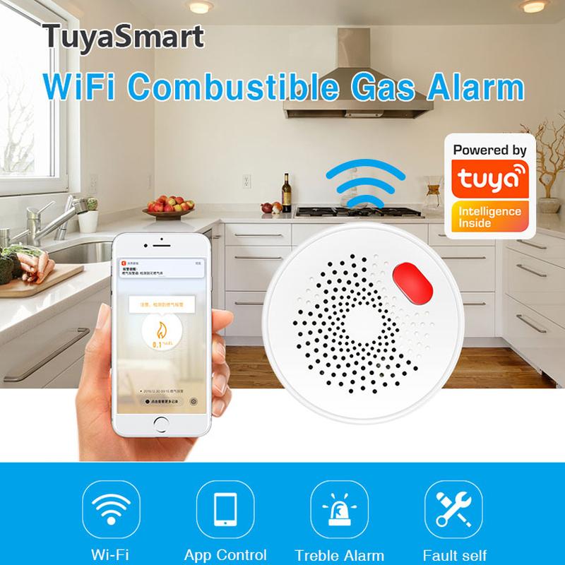 WIFI/zigbee Natural Gas Sensor Combustible Household Smart LPG Gas Alarm Detector Leakage Sensor Fire Safety Work with Tuya App