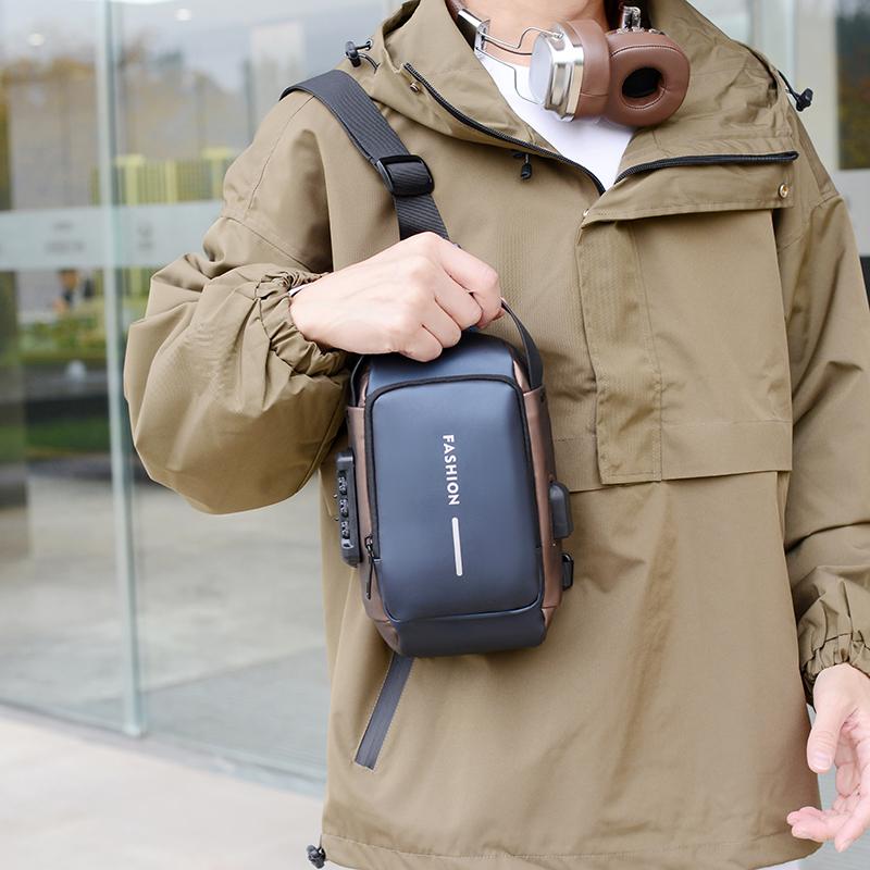 Anti-Theft Crossbody Bag Men's Chest Bag Mobile Phone Bag Waterproof Business Commuter Shoulder Bag