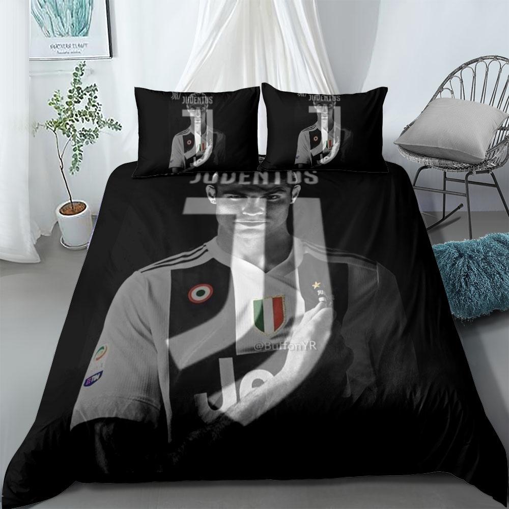 Cri-stiano Ronaldo Soft Lightweight Quilt Cover Duvet Cover Set 3 Piece Football Star Bedding Duvet Cover Set with Pillow Shams 135x200cm