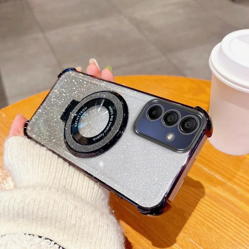 Luxury Glitter Holder Case For Samsung Galaxy A17 A06 A05 A05S A14 A15 A16 A24 A25 A26 A33 A34 A35 A36 A52 A53 A54 A55 A56 Cover