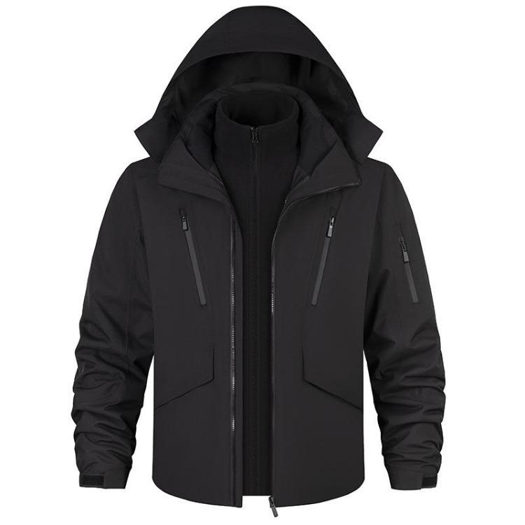 High Quality Warm Windproof Waterproof Outdoor Thick Assault Suit Three In One L чёрный