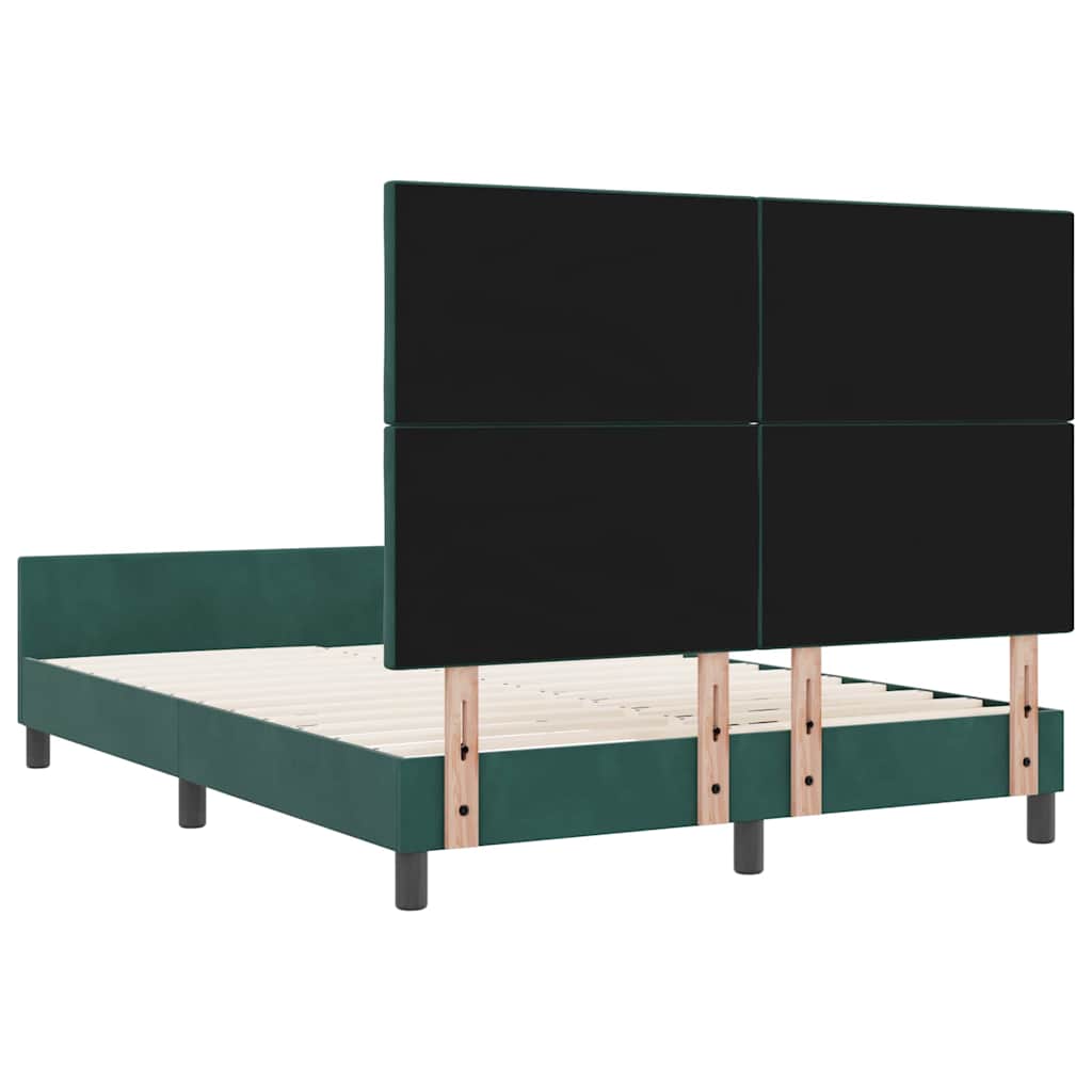 Box Spring Bed with Headboard Dark Green 140 x 190 cm Velvet