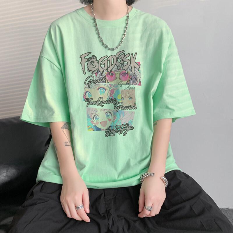 Unisexs Cotton Tshirts White 5XL Unisexs Oversized T Shirt Summer Casual Wear Letter Anime Print Tee Shirts for Unisex Male Clothes