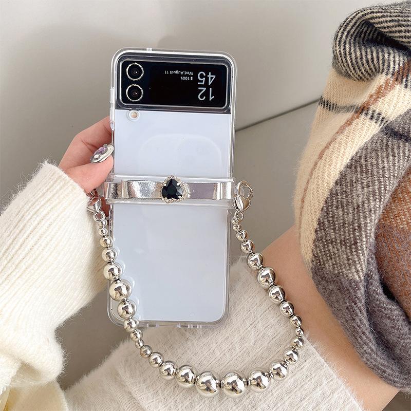 

Прозрачный чехол для телефона Samsung Zflip 6 для W24flip Flip Flip Flip Складной экран Ручная цепочка Бант Любовь For Huawei P50Pocket