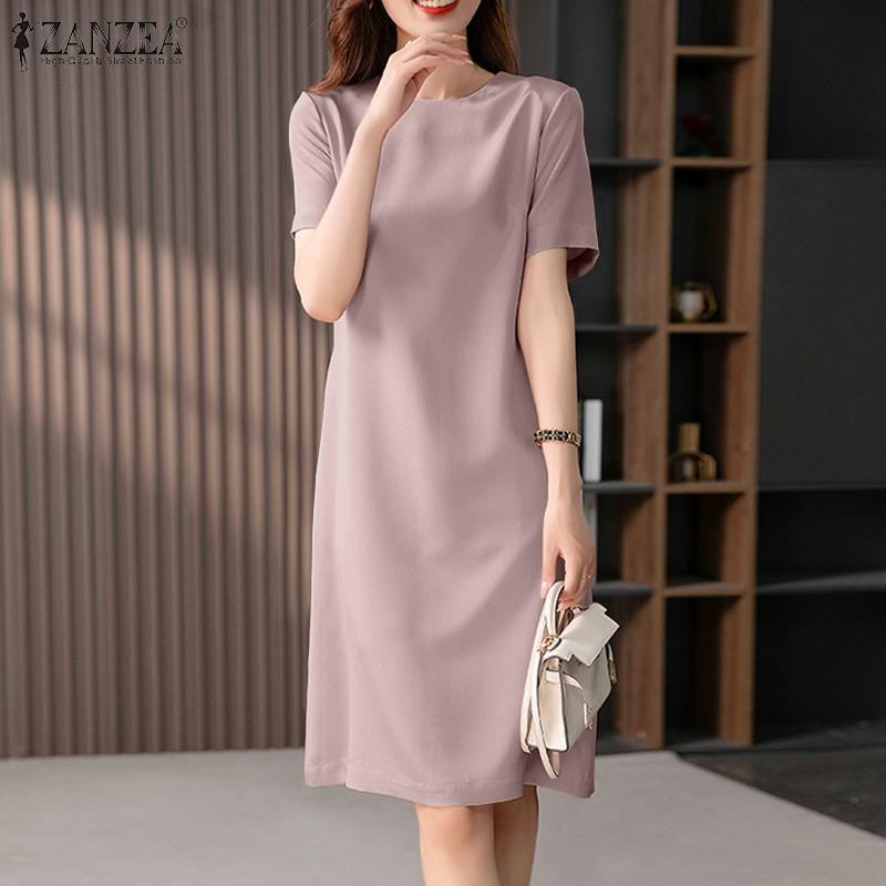 ZANZEA Women Casual O-neck Short Sleeve Summer Dress