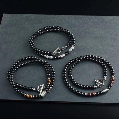 Accessories Simple Natural Stone Strand Beaded Fashion Personality Necklace Fashion Jewelry Girl Gift Men Bead Necklace