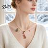 Holiday Theme Necklace Christmas Charms for Women, Cute Elk Tree Candy Cane Alloy with Bells, Festive Jewelry Party Outfit