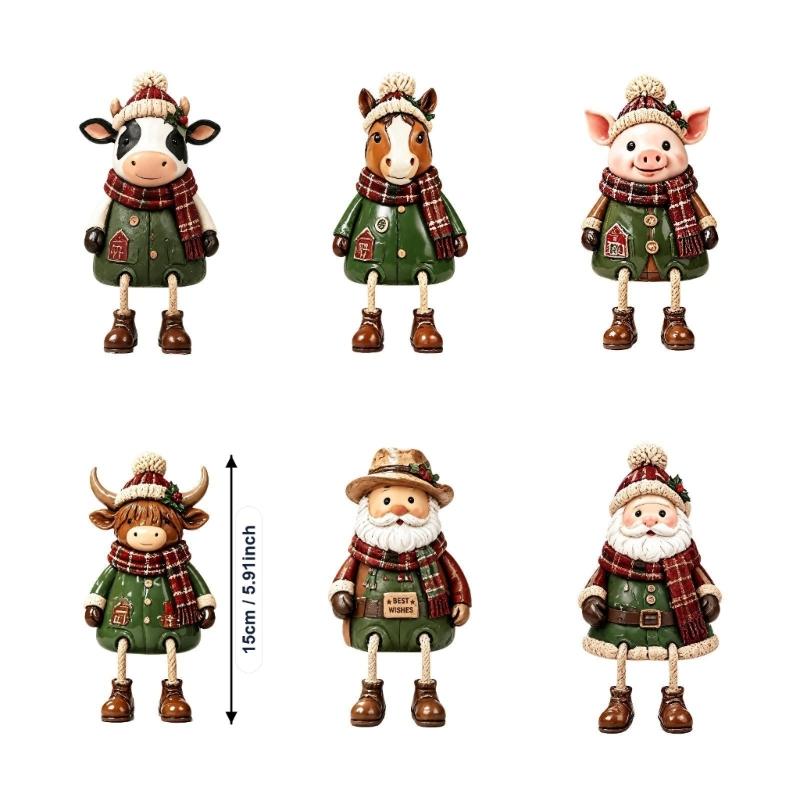 Christmas Resin Character Decoration with Separate Rope Legs, Figurine for Seasonal Home Displays