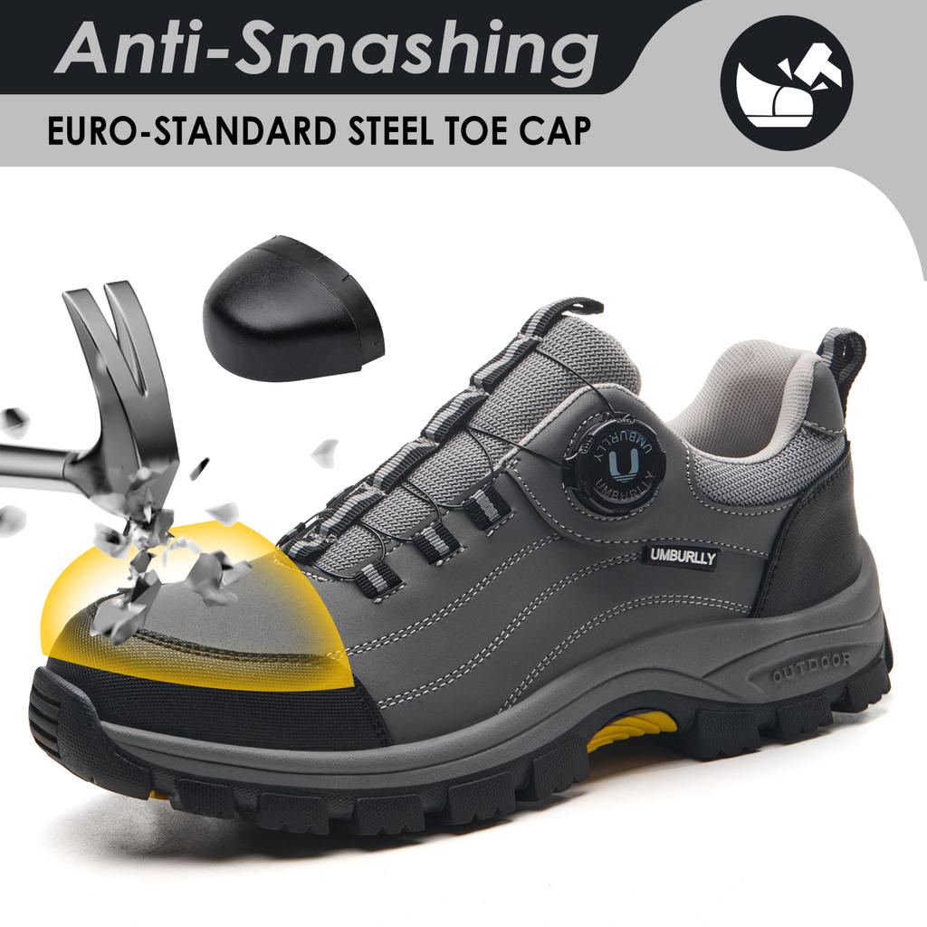 Men Women Steel Toe Safety Shoes Rotating Push Button Puncture Proof Work Sneakers Breathable Anti-smash Anti-stab Construction Security Shoes