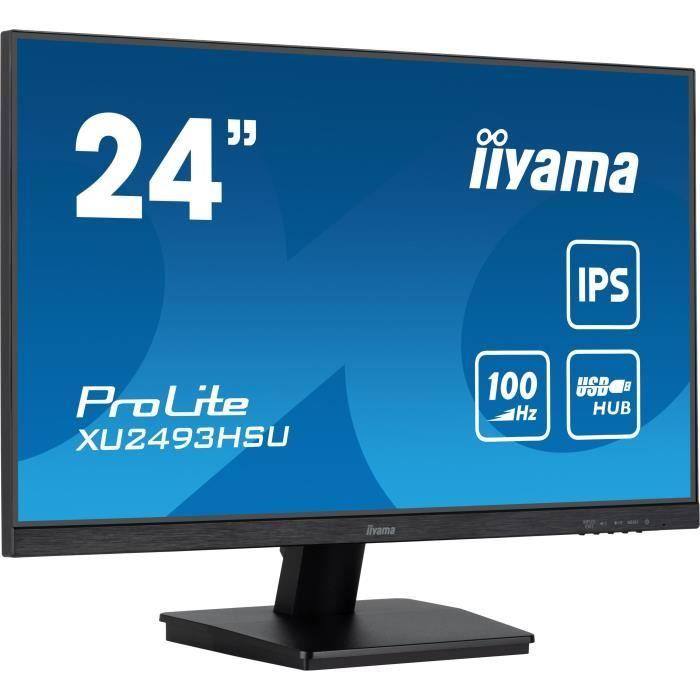 Écran PC - IIYAMA - ProLite XU2493HSU-B6 - 24" FHD - Dalle IPS - 100Hz - 1ms - HDMI/DP - Haut-parleurs - Noir mat