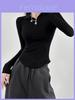 Cotton Long Sleeve T Shirt For Women With Polo Collar Slim Fit For Spring Autumn