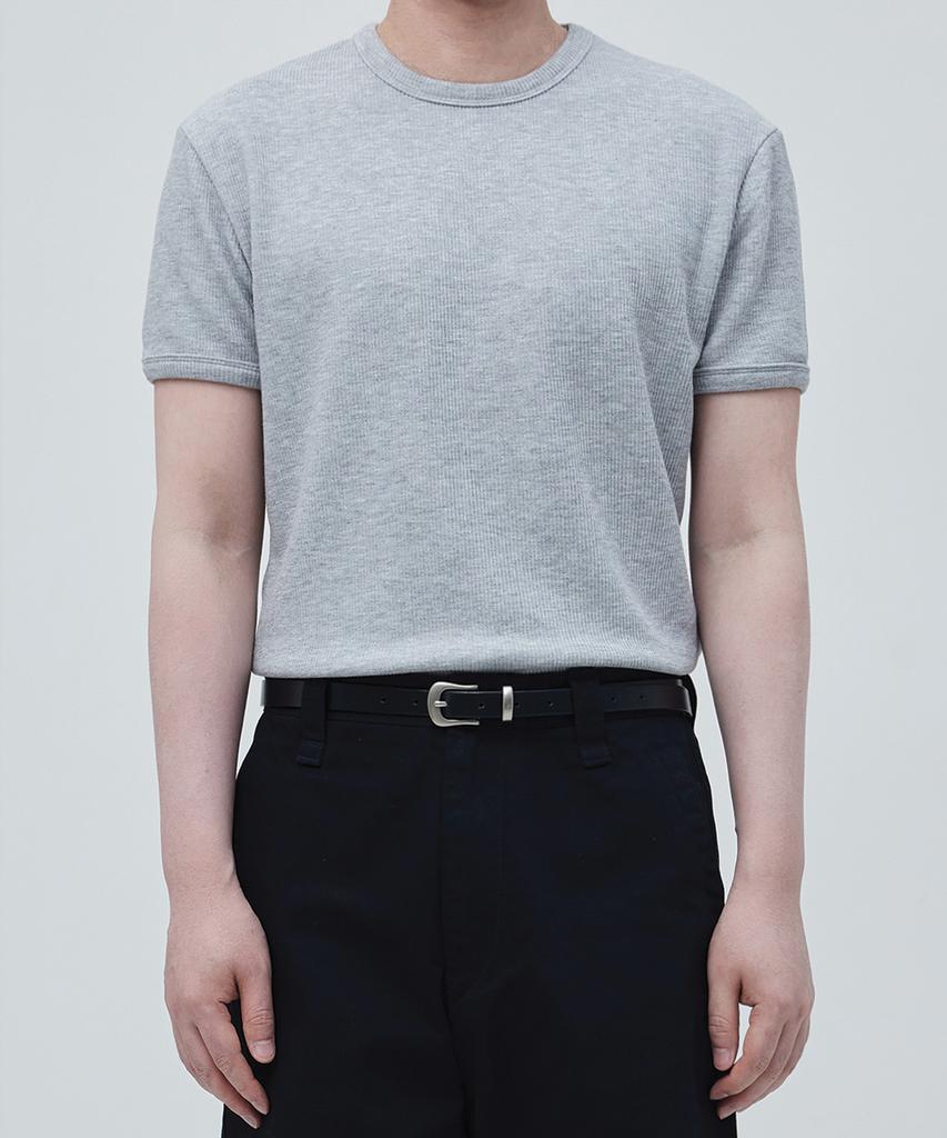 OX STUDIOS Ribbed Semi-Muscle Fit T-Shirt (Melange Grey)