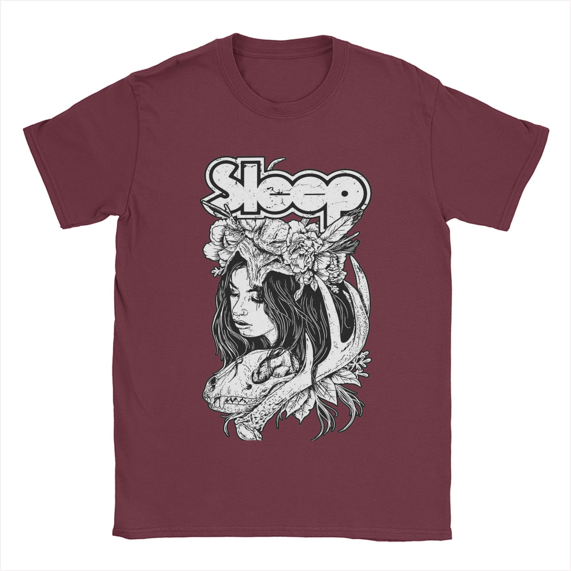 

Футболка с надписью Sleep Band Music для мужчин и женщин, топы из чистого хлопка, забавная футболка с коротким рукавом и круглым вырезом, футболка с принтом XXXXXL бордовый