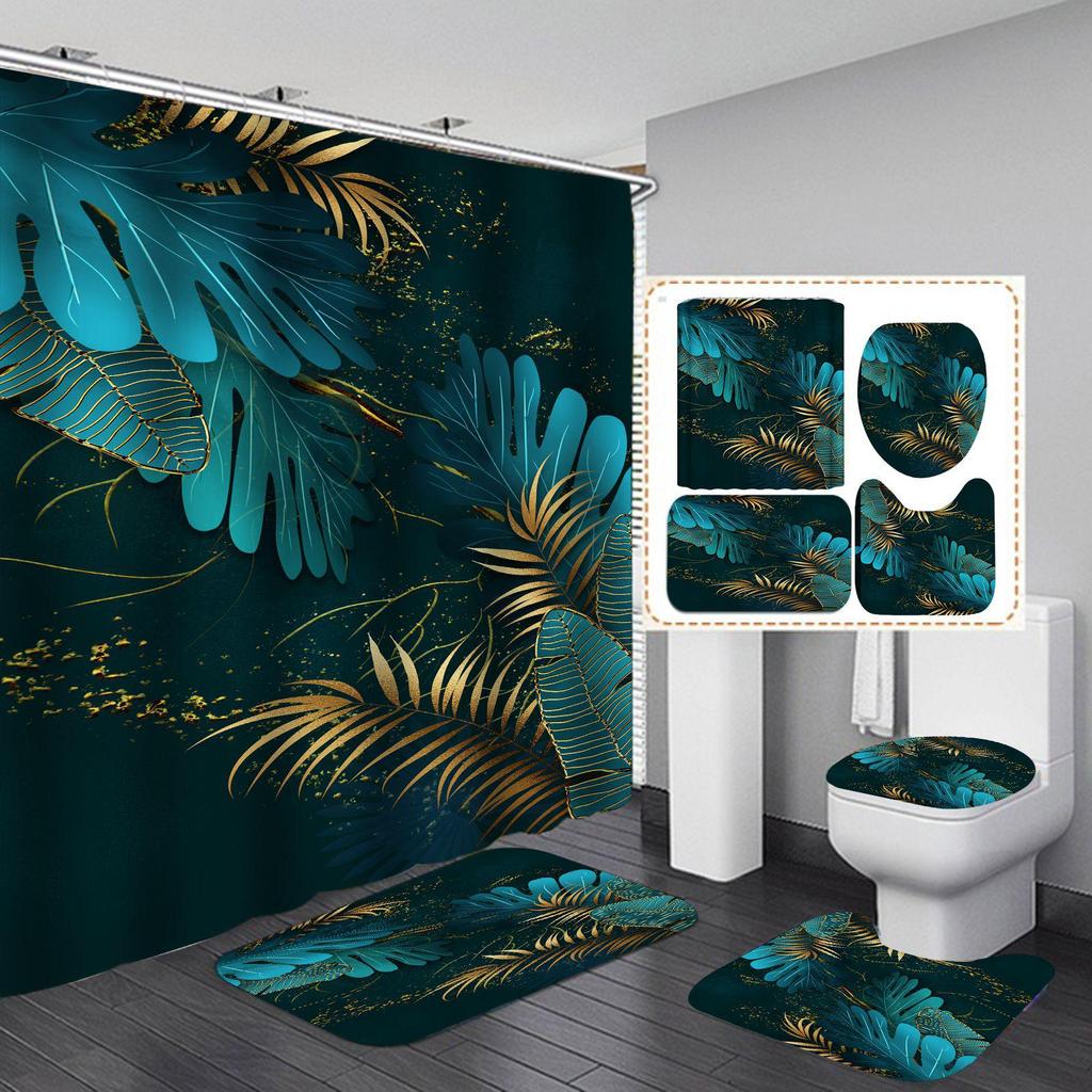 Xiyin Waterproof High Definition Shower Curtain Set - Four-Piece, No-Drill Partition for Bathroom or Hotel.