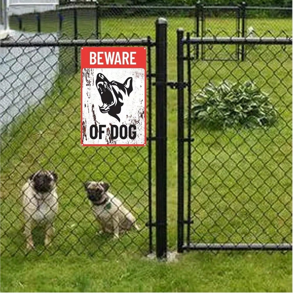Beware of Dog Metal Tin Sign German Shepherd Home Security Outdoor Warning
