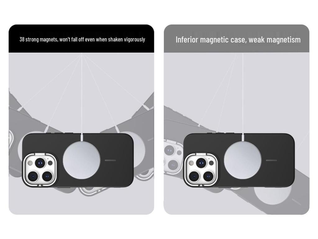 Apple 16 Case: Invisible Lens Stand, iPhone 17 Compatible, Thin Magnetic Frosted Ring Protective Cover.