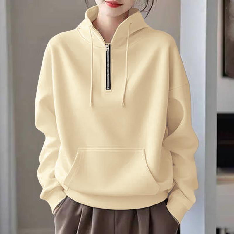 

ZANZEA Women Casual Stand Collar Long Sleeve Thin Pullover Sweatshirts 5XL абрикосовий