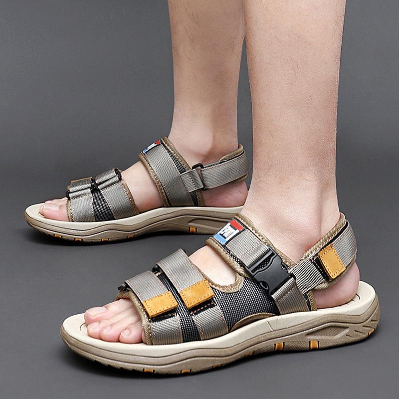 

Літня спеціальна пропозиція 47 Чоловічі сандалі великого розміру на липучці з воловичої шкіри, дихаючі, повсякденні пляжні туфлі для прогулянок, вуличне взуття 47