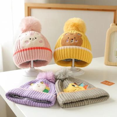 Süße Cartoon-Babymützen für Jungen Mädchen Kawaii Tier Häkelmütze für Kleinkinder Herbst Winter Verdicken Warme Strickmütze