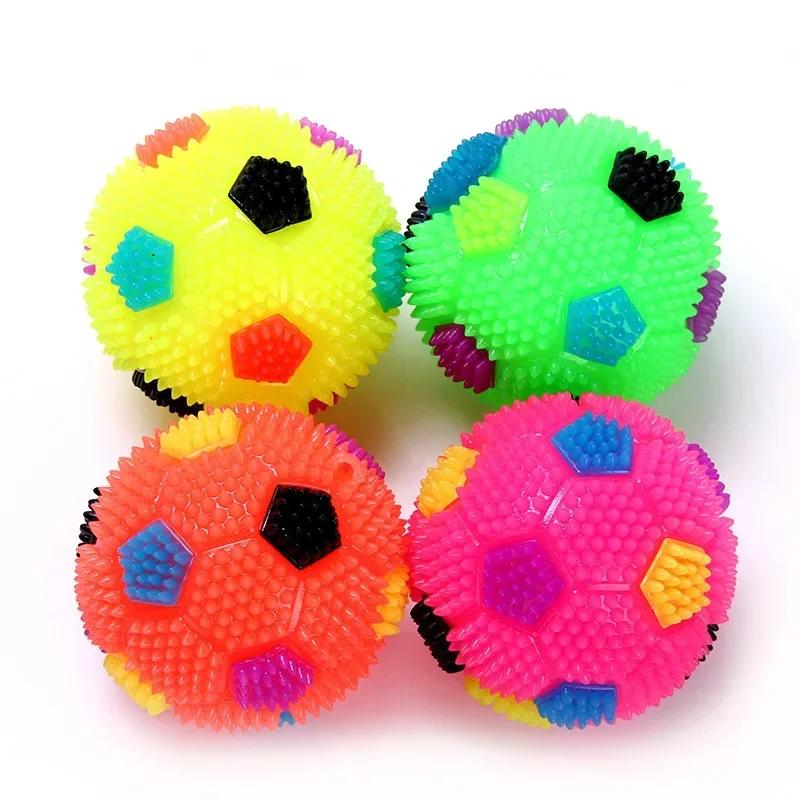 Health Cleans Ball Your Toy Gum Light Dog Squeak Soccer Pet Teeth Bouncy Light And LED Ball And Flashing Dental Promotes Sound 7.5cm